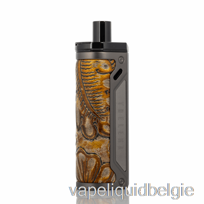 Vape Smaken Verloren Vape Thelema 80w Pod Mod Kit Gunmetal / Ukiran Leer